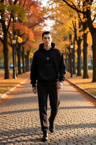 Benerly Erkek Kapüşonlu Standart Kol Kanguru Cep Sweatshirt Fonksiyonel D siyah