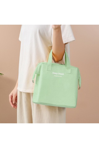 Yaozixa Yeşil Isı Ve Soğuk Saklama Çanta, 23x14x24cm, Oxford Kumaş + Alüminyum Folyo, Çelik Çerçeveli, Elden Taşınabilir, Çalışma/okul İçin Bento Çantası Yeşil