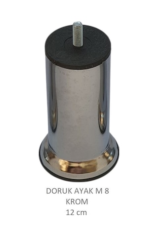 Doruk Ayak, Cıvatalı Baza Koltuk Dolap Ayağı, Metal, Krom, M8, 12 Cm Krom