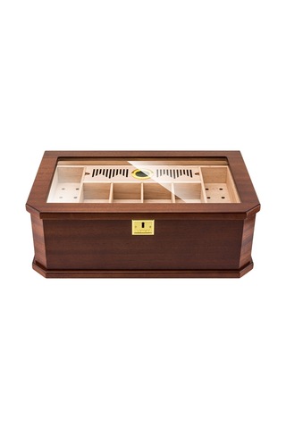 Lubinski New Cedar Camlı Tepsili Puro Kutusu Humidor Kahve 100s