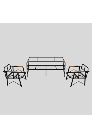 Mb Garden Furnıture Simetri Model, Balkon, Bahçe, Cafe, Metal Koltuk Takımı, Bahçe Takımı , Çay Seti, 3 1 1 Cappuccino