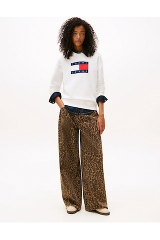 Tommy Hilfiger Tjw Normal Kesim Tj Bayraklı Bisiklet Yaka Kadın Beyaz Sweatshirt Dw0dw22564ybl Beyaz