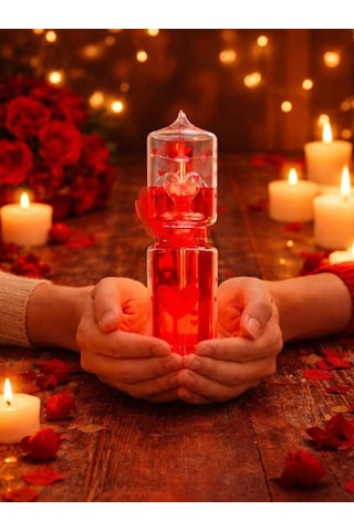 Kırmızı Cam Fanus Aşk Ölçer El Isısı İle Çalışan Love Matter Romantik Aşk Metresi Cam Küre