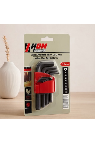 Storeşahin 9 Parça Kısa Düz 120mm Alyan Anahtar Takımı Siyah Shn0720