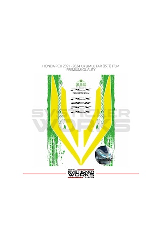 Honda Pcx Far Filmi Sticker Şeffaf Folyo 2021 - 2024 İnce Model Sarı