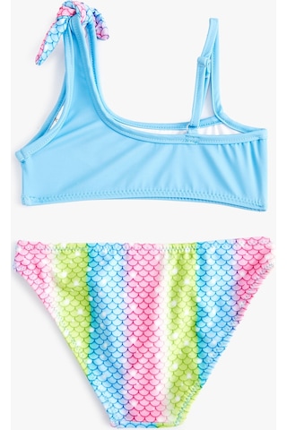 Koton Bikini Takımı Deniz Kızı Baskılı Tek Omuz İnce Askı Detaylı Mavi 4skg00010mm Mavi