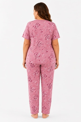 Pemilo Kadın 7932 Kısa Kol Bambu Büyük Beden Pijama Takımı GÜL KURUSU