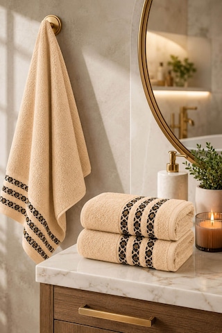 2'li Banyo Havlusu Seti %100 Pamuk Leopar Collection 70x140 Cm Kahverengi