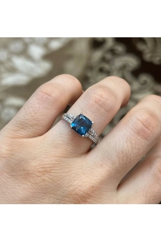 Allahverdi Türkmen Mavi Topaz Elmas Yüzük 091