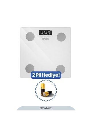 Sinbo SBS-4472 Bluetooth Dijital Yağ Su Kas Vücut Kitle Endeksi Kilo Ölçer Tartı Baskül