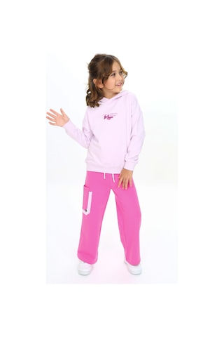 Toontoy Kids Toontoy Kız Çocuk Kapüşonlu Önü Yazı Baskılı Eşofman Takım Açık Lila