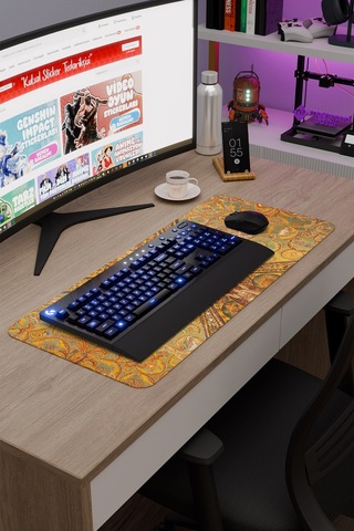 Ortaçağ Sanat Kaymaz Dikişli Kauçuk Oyuncu Mousepad V4 - 70x30 Xl Gaming Mouse Pad Fare Altlığı