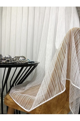Evdepo Home Çizgili Tül Perde Ekru (546860746)