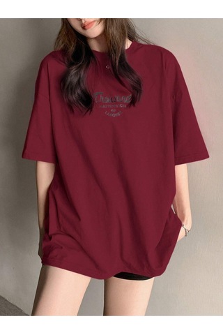 Flood Of Style Kadın Bordo Thousand Baskılı Oversize