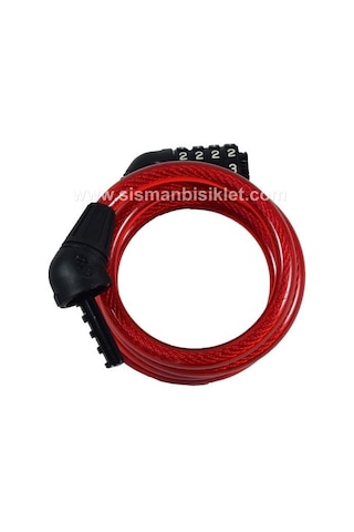 Zhongli - Kırmızı Halat Kilit Dolamalı 4 Şifre 12x100 CM Braketli Kırmızı