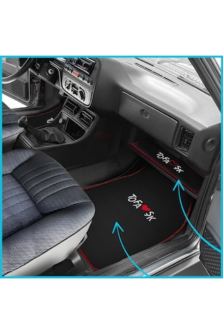 Tofaş Şahin Doğan Kartal Nakışlı Siyah Renk Oto Halı Paspas Tofaş Siyah Torpido Alt Kaplama Örtüsü