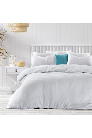 Mulberry Çift Kişilik Nevresim Takımı Pamuk Saten Çizgili %100 Pamuk 200x220 Krem