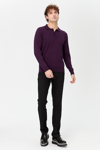 Erkek Basic Polo Yaka İnce Triko Kazak K.mor K.mor