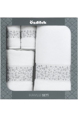 Özdilek Daniela Geometrik Nakışlı Misafir Banyo Seti Çok Renkli