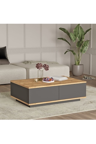 Aven Orta Sehpa 60x90cm 2 Kapaklı Çam-antrasit Ave14-aa Antrasit