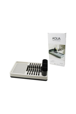 Tezgah Üstü Bulaşıklık 26x42x12 Cm - Gri Tabaklık & Kaşıklık Altın