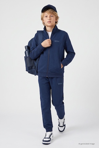 TOMMYLIFE Parlament Standart Fit Basic Dik Yaka Jogger Erkek Çocuk Eşofman Takım - 11327 Parlement Mavisi