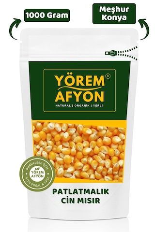 Yörem Afyon Meşhur Konya Organik Tarım Mahsulü Patlayan Mısır, Cin Mısır Zea Mays 1000gr.