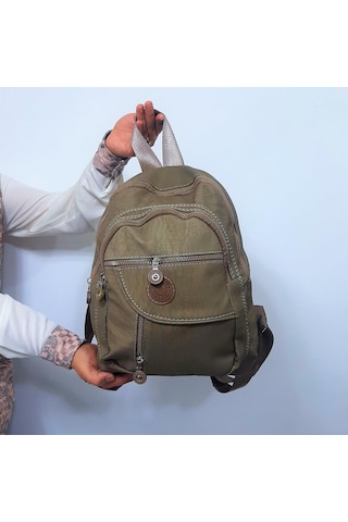 Fiyra S1 Camel Renk Krinkıl Kumaş Dört Bölmeli Bayan Sırt Çantası 001