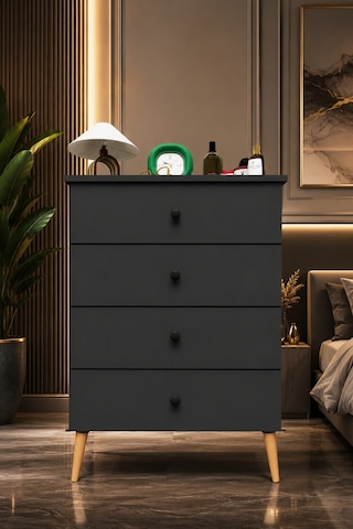 Lüks 4 Çekmeceli Şifonyer Komodin %100 Mdf Çok Amaçlı Düzenleyici Şf01