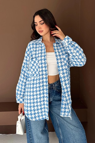 Kazayağı Gömlek Mavi Mavi