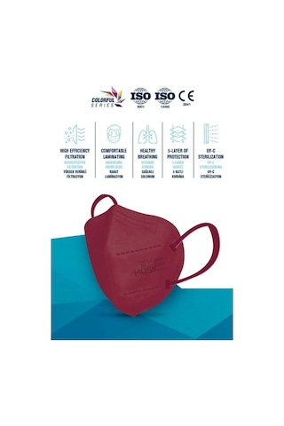 Musk Ffp2 Maske Bordo Renk 10 Adet