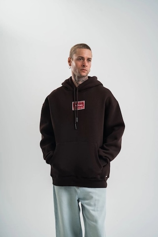 Mbb E-ticaret Erkek Nakışlı Kapüşonlu Oversize 3 İplik Pamuklu Sweatshirt Hoodie - Siyah