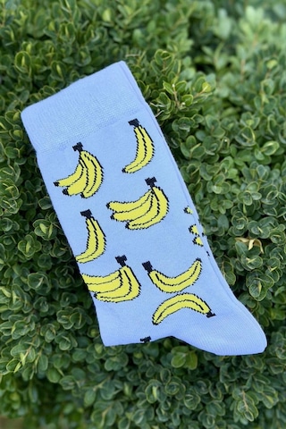 Lousocks Unisex Muz Desenli Açık Mavi Soket Çorap Lousocks Unisex Muz Desenli Açık Mavi Soket Çorap