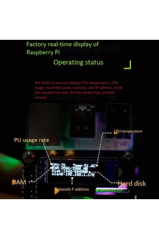 Oled S İle Raspberry Soğutma Fanı Sıcaklık Kontrol Genişletme Kartı İçin Gerçek Zamanlı İzleme