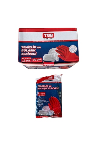 Tgb Mutfak Bulaşık Temizlik Ev İş Eldiveni Kırmızı No: 8 M 1 Çift