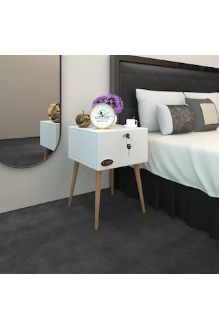 Kenzlife Komodin Kazuki Byz 60 39 39 Komidin Ahşap Ayaklı Kitaplık Ayakkabılık Kapaklı Arkalıklı Beyaz