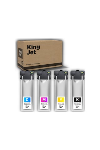 Kingjet Epson Uyumlu T9451xl T9452xl T9453xl T9454xl 4 Renk Takım Çipli Uyumlu, Kartuş