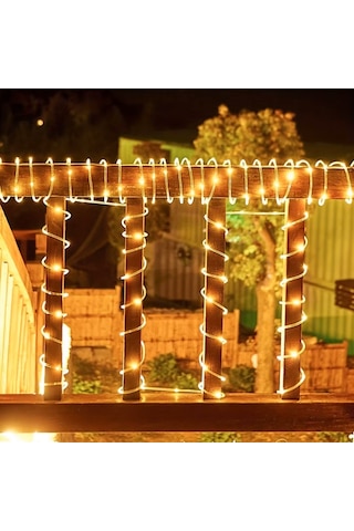 Güneş Enerjili Silikon Borulu 12m 100 Led Işık Zinciri Se Geçirmez Dış Mekan Led Lamba Günışığı