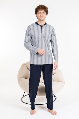 Erkek Penye Pamuk Regular Kalıp Sıfır Yaka Kaliteli Pijama Takımı A803123-açık Gri Açık Gri