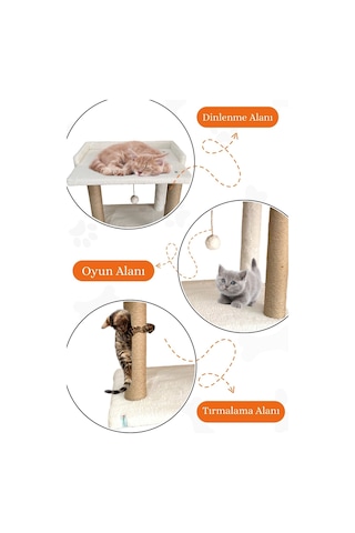 Nursoft Ponponlu Kedi Yatağı Kedi Tırmalama 47 CM