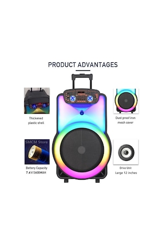 Ultratekno Ndr Y-12 Full Rgb Panel 40 Watt Bt Büyük Boy Hoparlör