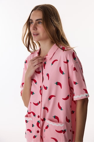 Penti Pamuklu Pembe Just Chill Gömlek Pantolon Pijama Takımı