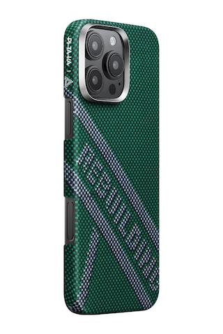 Apple Uyumlu iPhone 16 Pro Max Kılıf Magsafe Özellikli Aramid Fiber Re-tros Pitaka Tactile Woven Rebuilding Yeşil