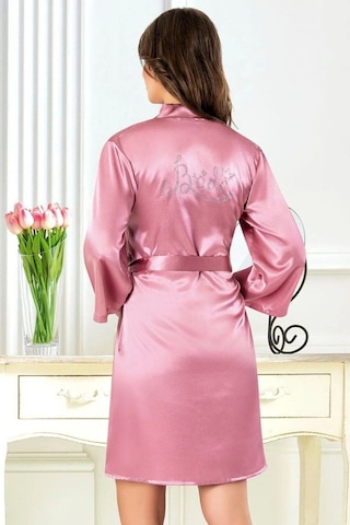 Faal 5914 Kadın Saten Bride Sabahlık-pembe Pembe