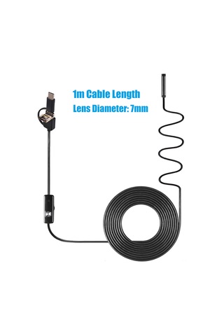 Xiyyadms 7mm Ip67 Su Geçirmez Endoskop - 1m Esnek Kablolu, Usb/type-c Uyumlu, 6 Led Işıklı, Otomobil/ Boru Kontrol Aracı Çok Renkli