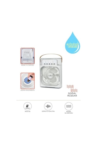 Buzlu Vantilatör Mini Fan 5 Spreyli Su Püskürtmeli 600 Ml Buhar Makinesi Nemlendirici Mini Klima Rgb