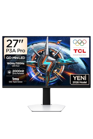 Tcl 27p3a Pro 27 İnç Qhd Mini Led Oyuncu Monitörü, 320 Hz, 1 Ms Gtg, Hdr1000, Freesync Premium
