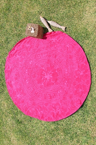%100 Pamuk Outlet Yuvarlak Plaj Havlusu Pembe