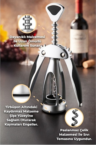 Primanova Gadget Paslanmaz Çelik Penguen Tirbuşon