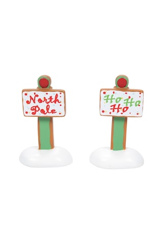 Department 56 Köy Koleksiyonları İçin Aksesuarlar Zencefilli Kurabiye Noel Tabelaları Heykelcik Seti, 5 Cm, Çok Renkli